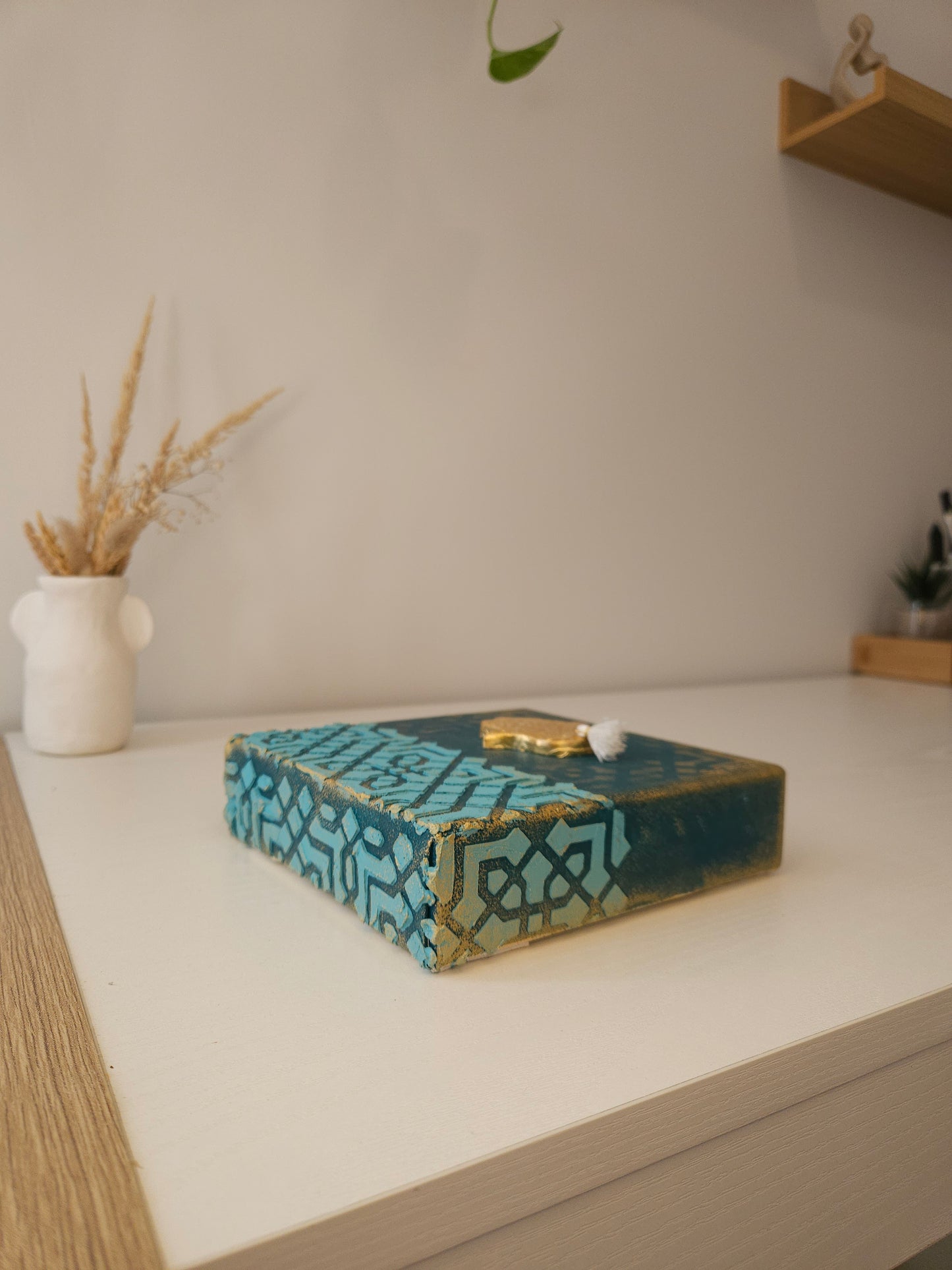 Toile décorative Hamsa Bleue et dorée 3D