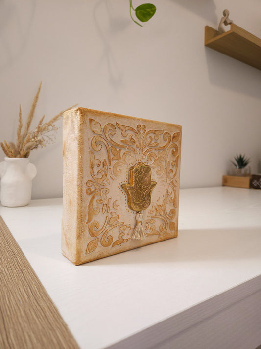 Toile Main de Fatma dorée 3D