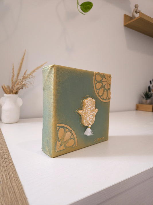 Toile Main de Fatma vert sauge 3D