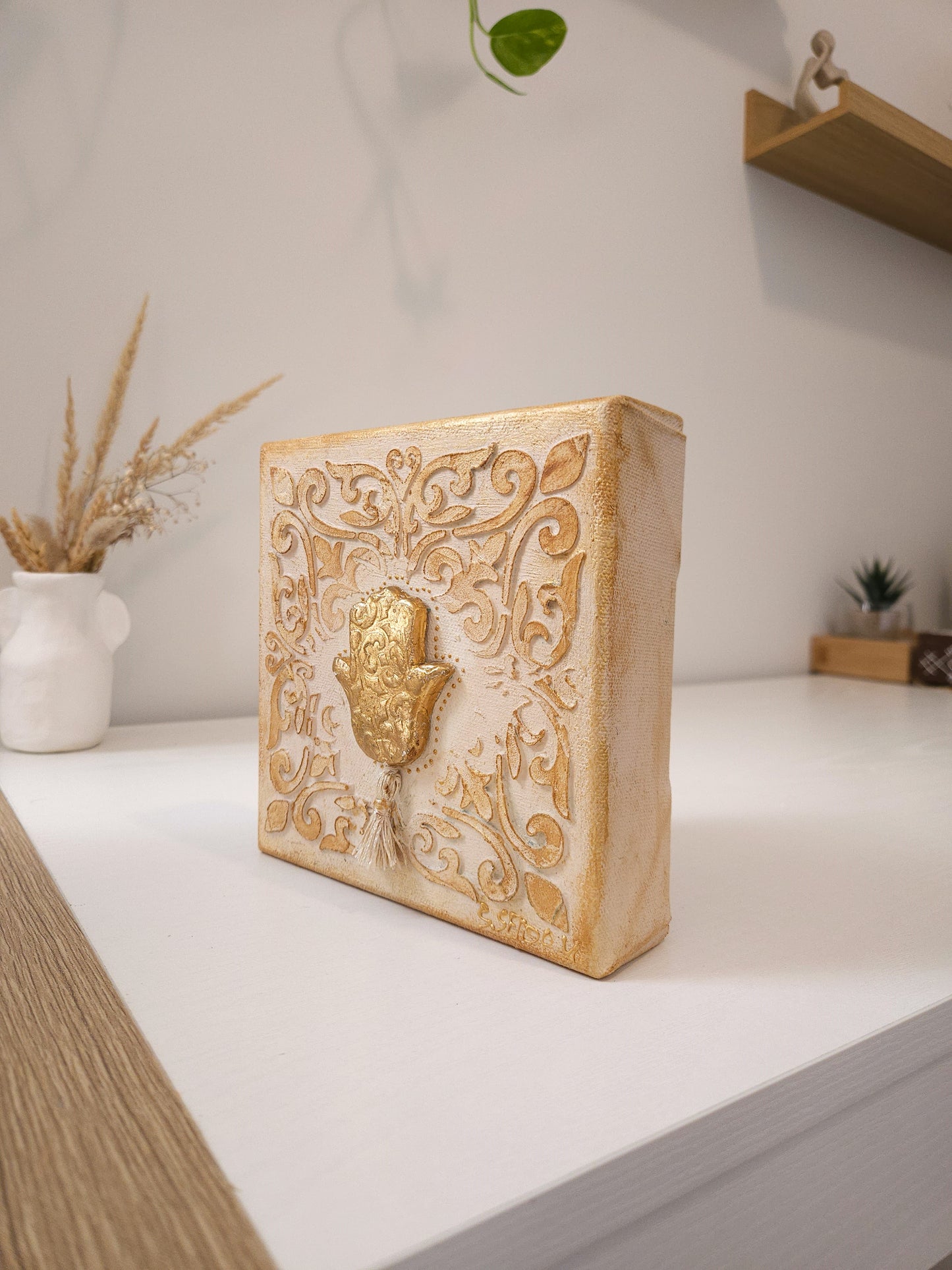 Toile Main de Fatma dorée 3D