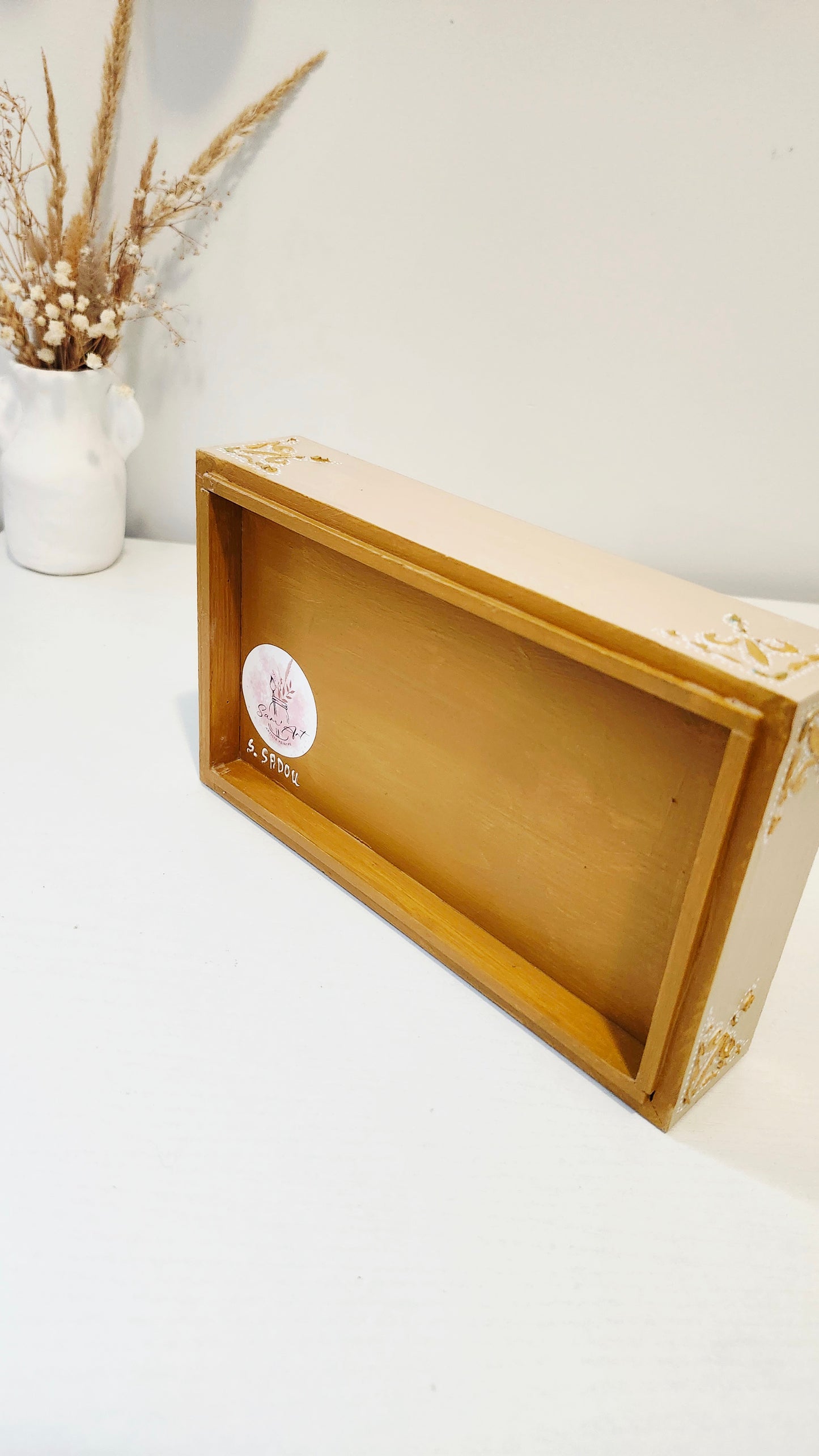 petit plateau / vide-poche en bois peint à la main