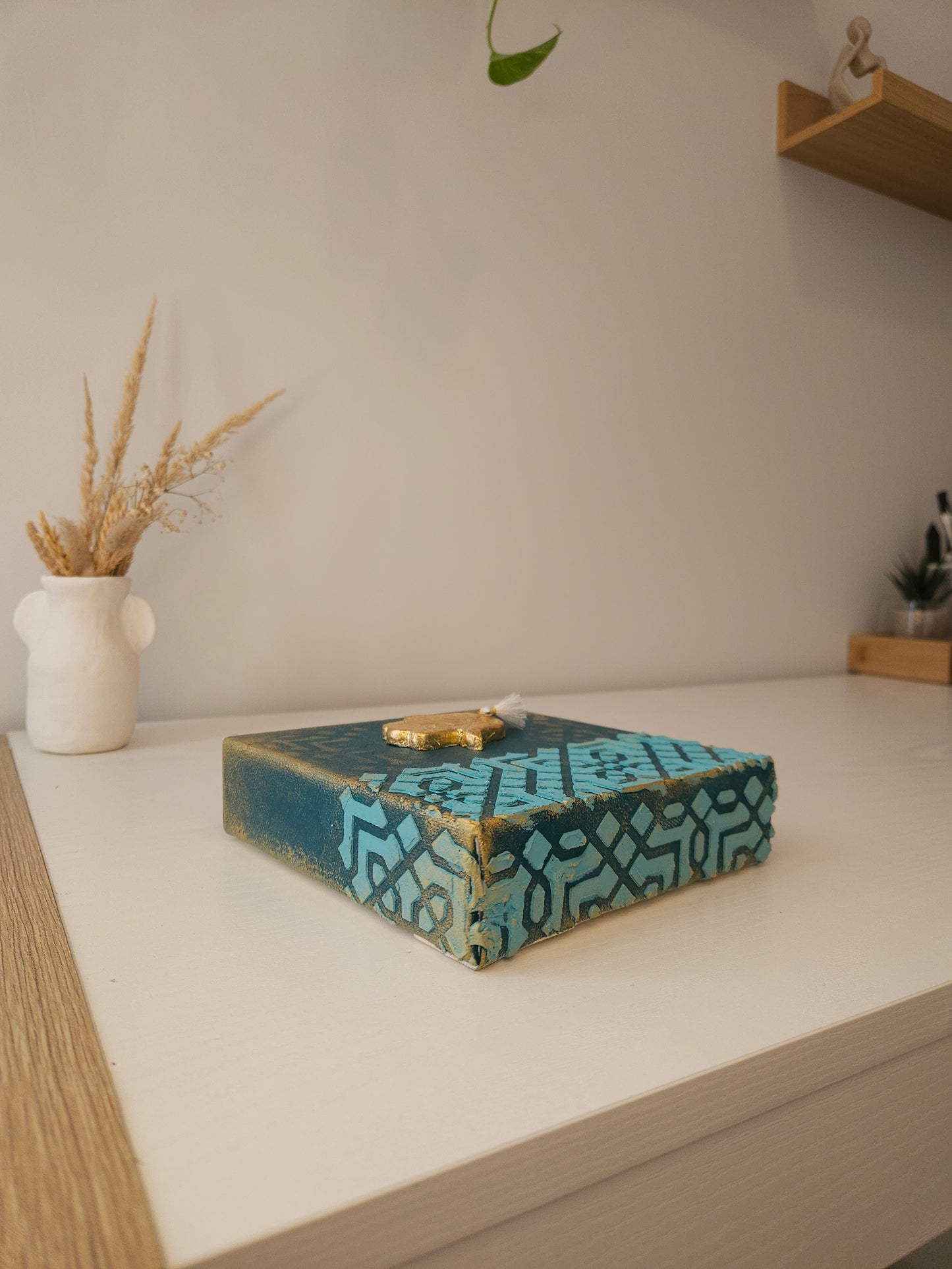 Toile décorative Hamsa Bleue et dorée 3D