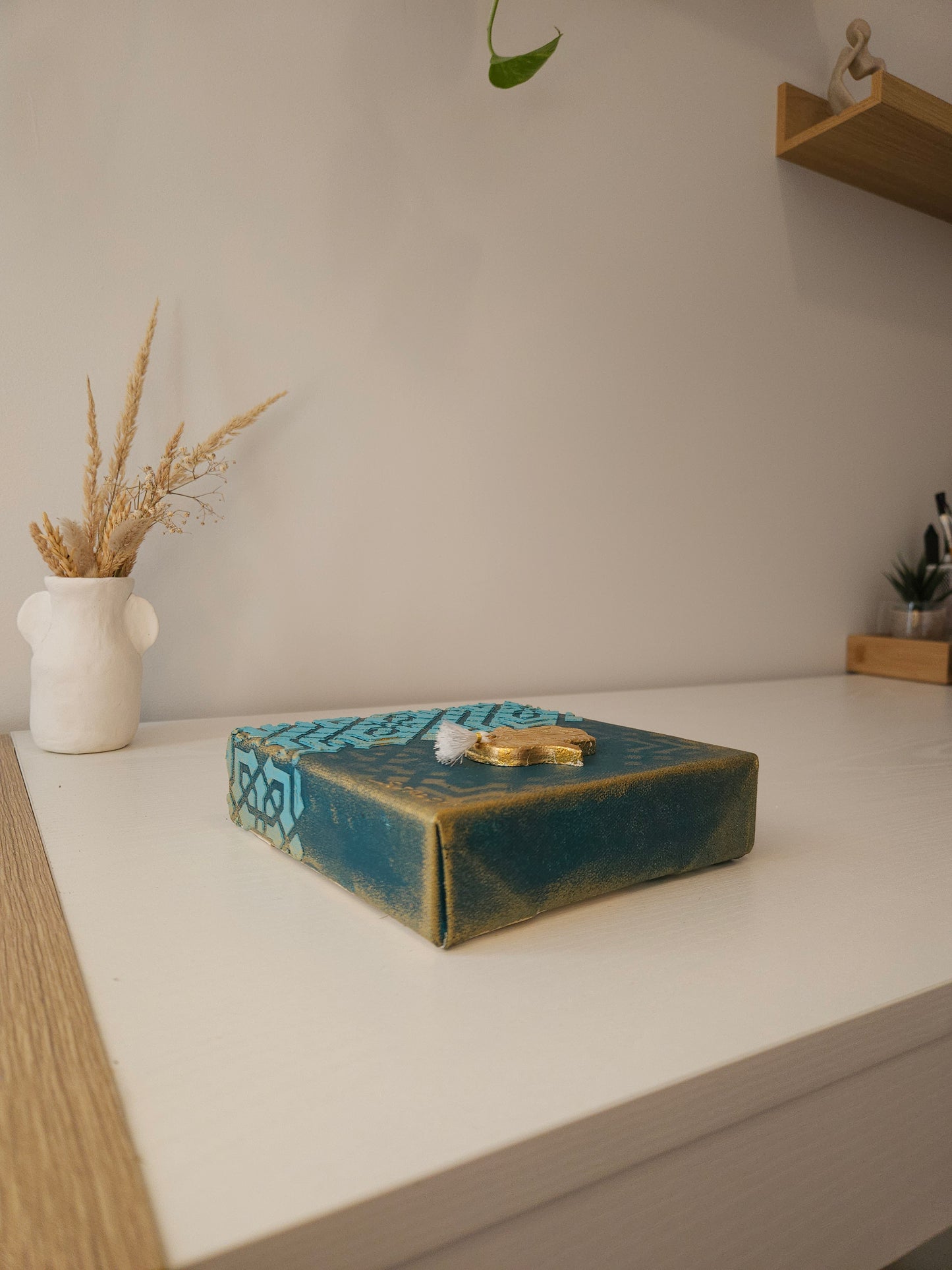 Toile décorative Hamsa Bleue et dorée 3D